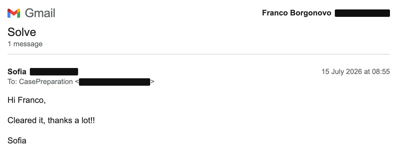 Sofia, Gmail. Assessment result