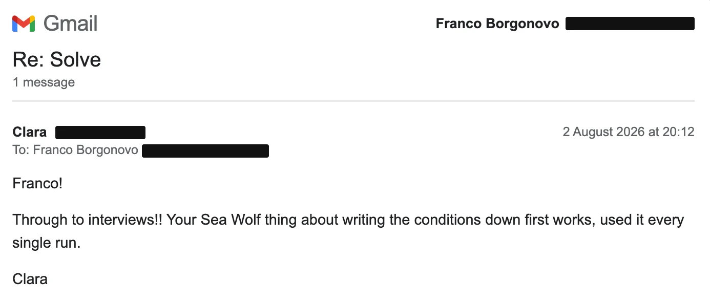 Clara, Gmail. Sea Wolf practice